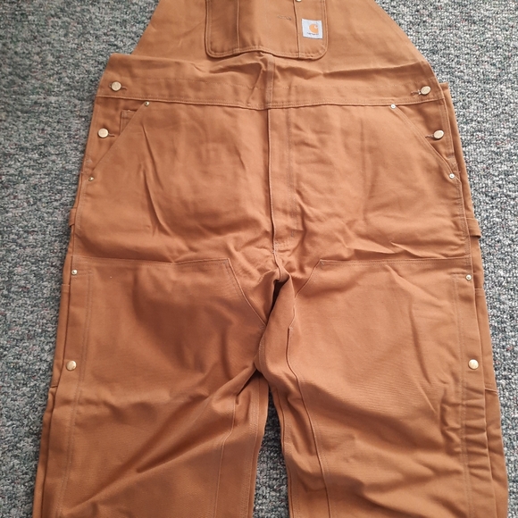 NWT Carhartt Unlined Duck Canvas Zip-to-Thigh Bib Overalls R37-BRN Size 48×32 - Picture 5 of 16